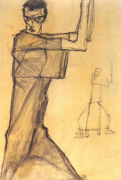 Self-Portrait with Raised Arms by Egon Schiele